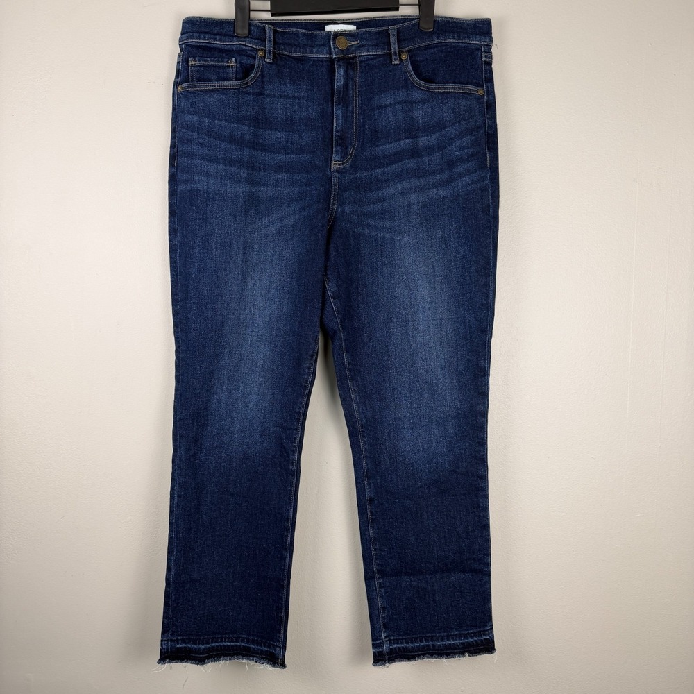 Loft Outlet Jeans Women's 16 (35x25.5)‎ Blue Denim Relaxed Fit Frayed Hem Casual